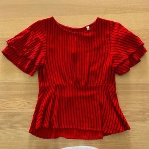Zara Red & Black Striped Top